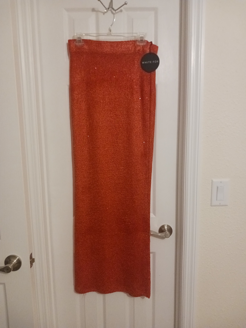 White Fox Boutique Star Shining Sequin Onit Maxi Skirt Red Womans XL